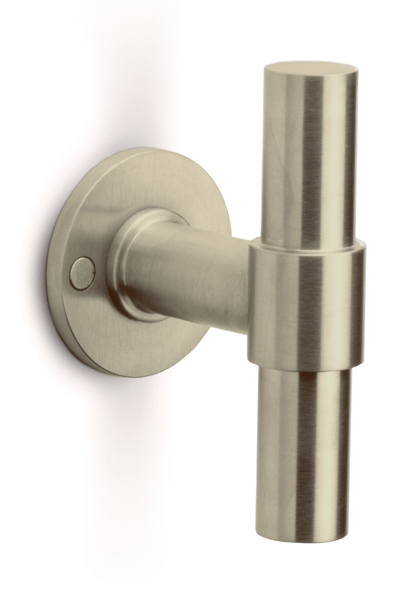 PBT100V - solid front door knob fixed on rose