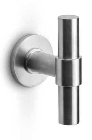 PBT100G - set of glass door knobs fixed on rose satin stainless steel