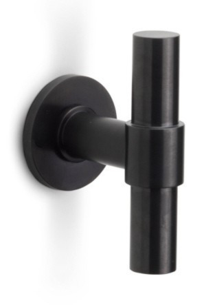 PBT100G - set of glass door knobs fixed on rose satin black