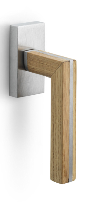 PBL22-DK - L TWO PBL22-DK non-locking tilt and turn window handle satin stainless steel/oak wood left-turning
