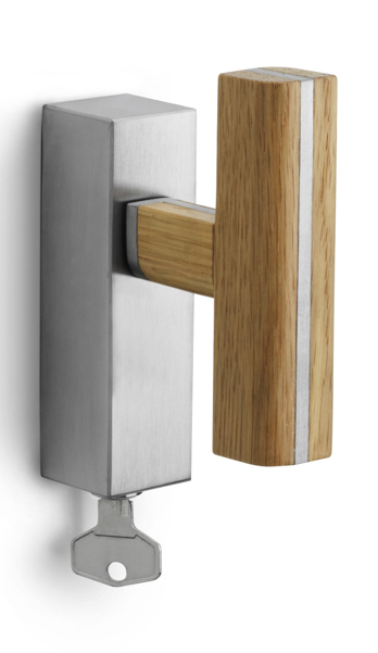 PBT22-DKLOCK - PBL22-DKLOCK locking tilt and turn window handle satin stainless steel/oak wood