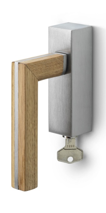 PBL22-DKLOCK - R TWO PBL22-DKLOCK locking tilt and turn window handle satin stainless steel/oak wood right-turning