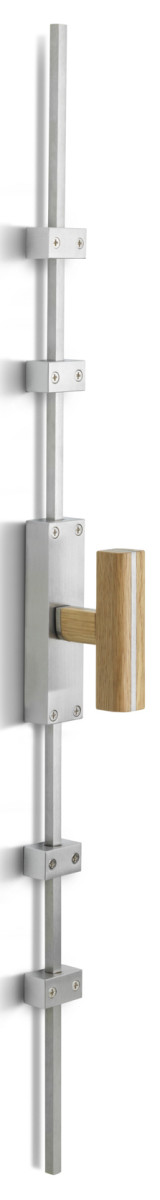 K-PBT22 - L TWO K-PBT22 espagnolette bolt satin stainless steel/oak wood left-turning