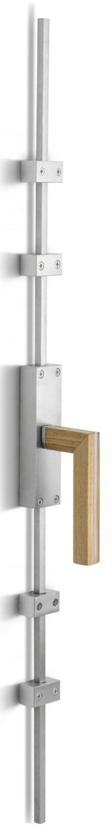 K-PBL22 - L TWO K-PBL22 espagnolette bolt satin stainless steel/oak wood left-turning