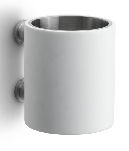 PB103 - toothbrush holder wall-mounted satin stainless steel AISI 316/Corian®