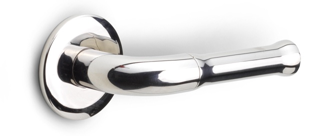 EV100/64 - solid double sprung door handle on rose satin black