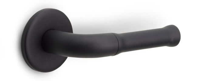EV100ZL/64 - solid double sprung door handle on rose without logo satin black