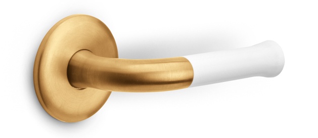 EV101/64 - solid double sprung door handle on rose satin black