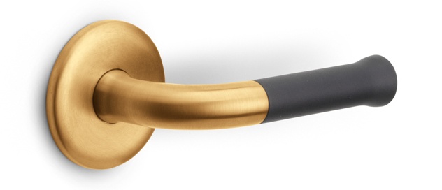 EV101/64 - solid double sprung door handle on rose satin black