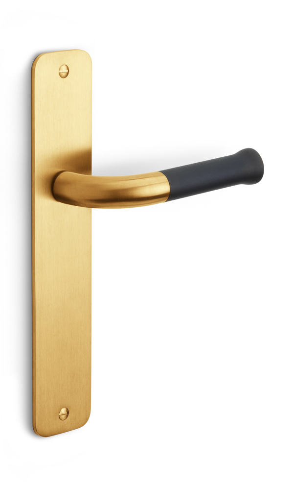 EV101P211SFC - unsprung lever handle on blank plate PVD satin gold/satin black