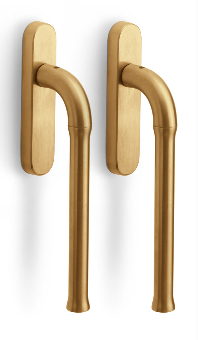 EV231ZLPAY - set of lift-up sliding door handle without logo profile cylinder hole Y69 PVD satin gold