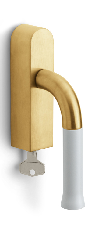 EV101-DKLOCK-O - locking tilt and turn window handle PVD satin gold/white