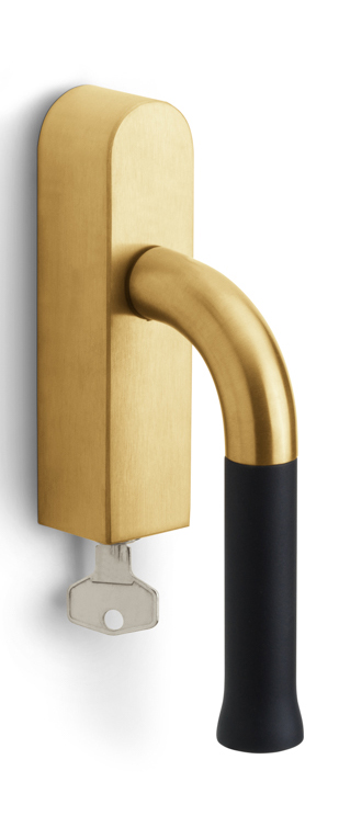 EV101-DKLOCK-O - locking tilt and turn window handle PVD satin gold/satin black