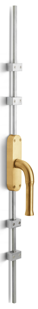 KO-EV100ZL - R NOUR KO-EV100ZL espagnolette bolt without logo PVD satin gold right-turning (rods in satin stainless steel)