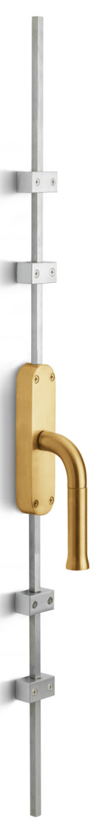 KO-EV101ZL - L NOUR KO-EV101ZL espagnolette bolt without logo PVD satin gold left-turning (rods in satin stainless steel)