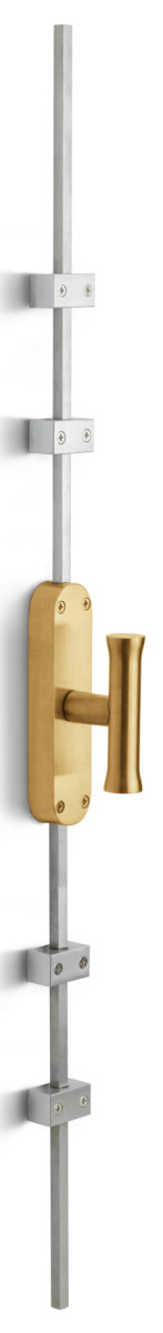 KO-EV102ZL - R NOUR KO-EV102ZL espagnolette bolt without logo PVD satin gold right-turning (rods in satin stainless steel)