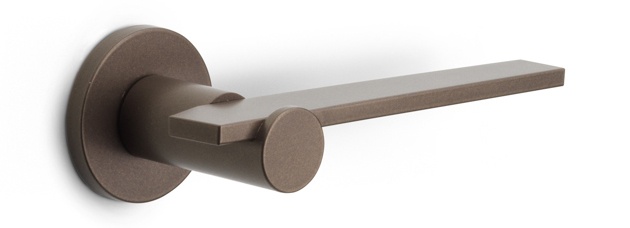 BB100-G - solid sprung door handle on rose PVD champagne