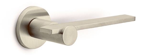 BB100-G - solid sprung door handle on rose PVD champagne