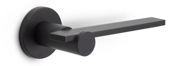BB100-G - solid sprung door handle on rose PVD champagne