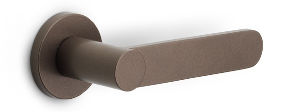 BB103-G - solid sprung door handle on rose  satin stainless steel