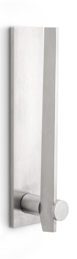 BB104-G - solid sprung door handle on rose  satin stainless steel