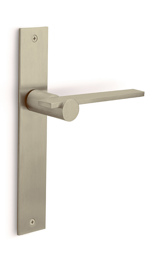 BB100P236SFC - solid unsprung door handle on blind plate