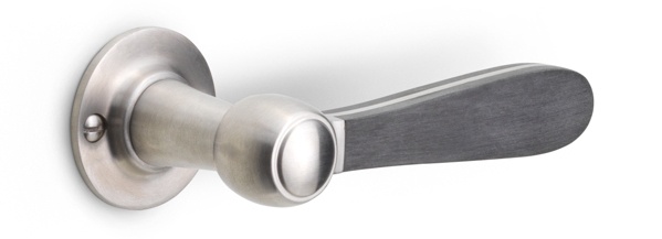 LZ100-G - solid sprung door handle on rose satin stainless steel/ satin black