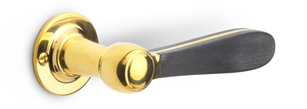 LZ100-G - solid sprung door handle on rose satin stainless steel/ satin black