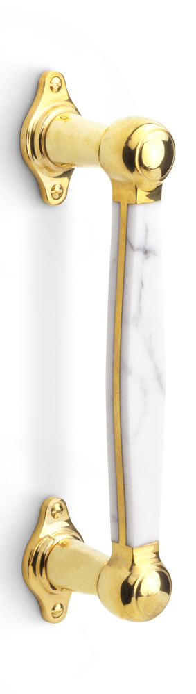 LZ185MA - pull handle brass unlacquered/carrara marble
