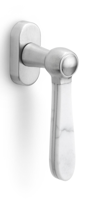 LZ100MA-DK-O - non-locking tilt and turn window handle satin stainless steel/carrara marble