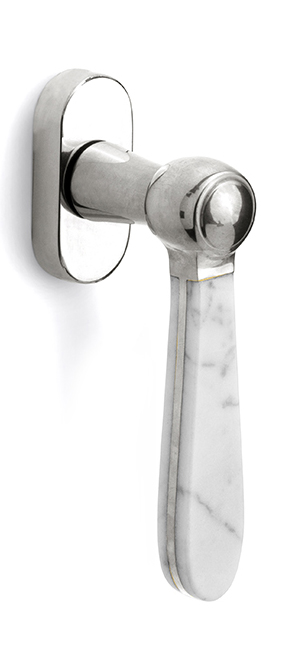 LZ100MA-DK-O - non-locking tilt and turn window handle polished stainless steel/carrara marble