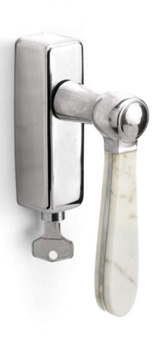 LZ100MA-DKLOCK-O - locking tilt and turn window handle polished stainless steel/carrara marble