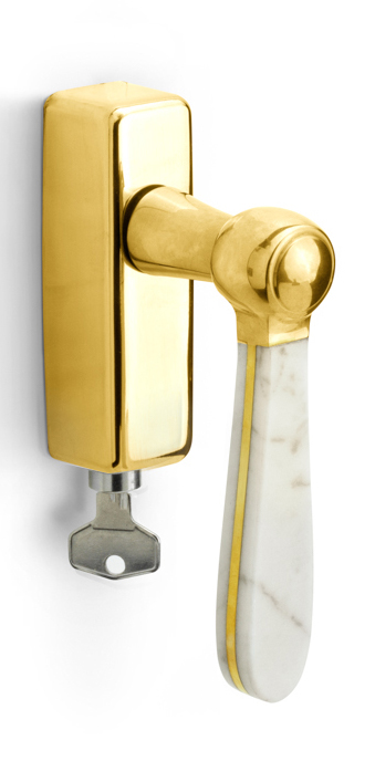 LZ100MA-DKLOCK-O - locking tilt and turn window handle brass unlacquered/carrara marble