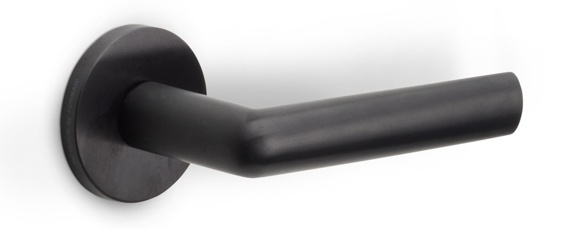 PBI100-G - solid sprung door handle on rose  satin stainless steel