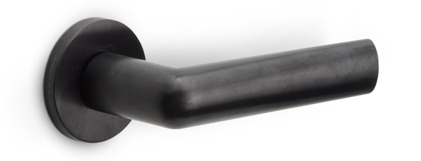 PBI102-G - solid sprung door handle on rose  satin stainless steel