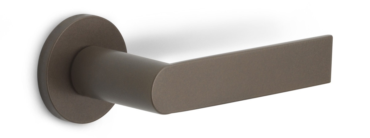 PBA101-G - solid sprung door handle on rose PVD light bronze