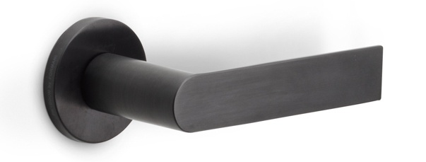 PBA101-G - solid sprung door handle on rose PVD light bronze