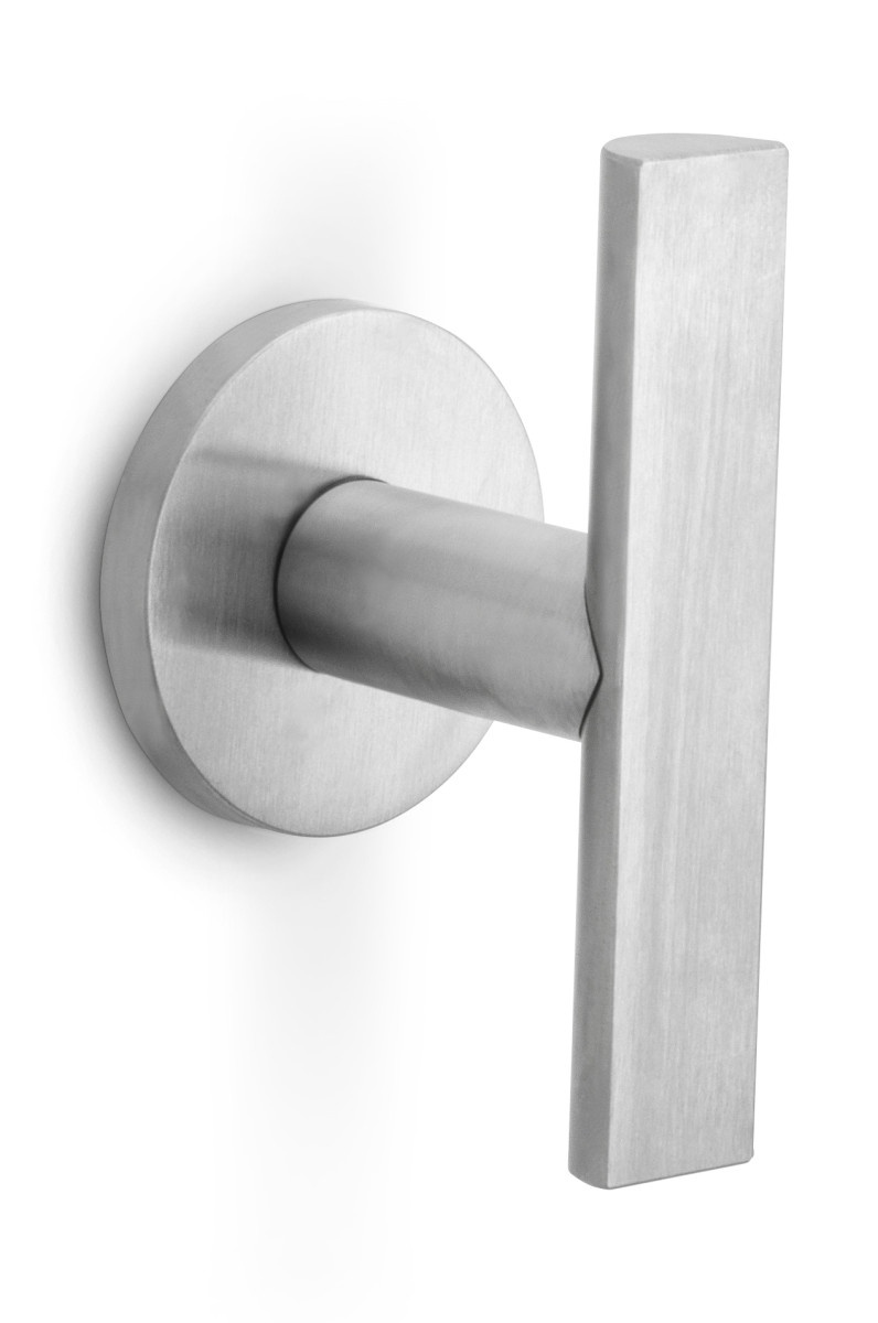 PBA103-G - solid sprung door handle on rose PVD champagne