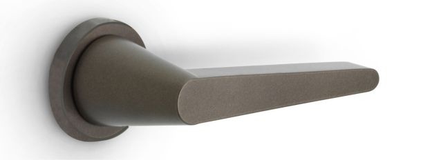 OH101-G - solid sprung door handle on rose bronze