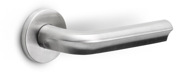 DR103-G - sprung lever handle on rose satin stainless steel