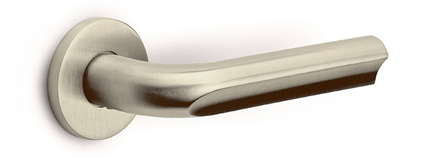 DR101-G - solid sprung door handle on rose PVD champagne