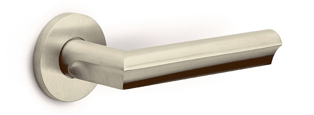 DR102-G - solid sprung door handle on rose PVD champagne