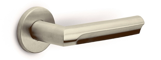 DR103-G - solid sprung door handle on rose PVD champagne