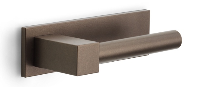 EK100-G - sprung lever handle on horizontal plate bronze