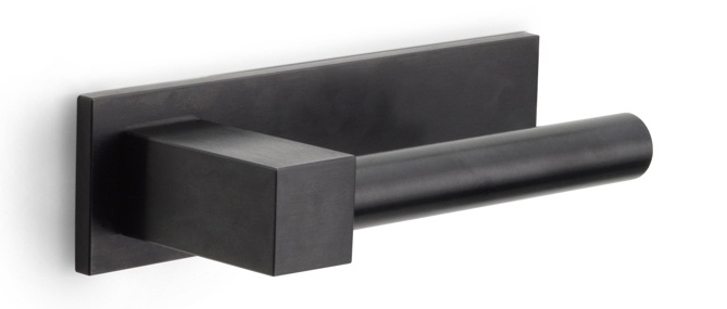 EK100-G - sprung lever handle on horizontal plate PVD satin black