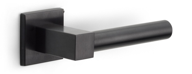 EK101-G - sprung lever handle on rose PVD satin black