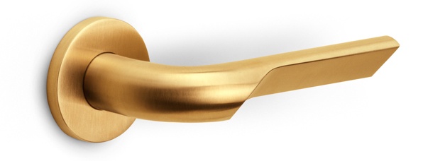 GL100-G - solid sprung door handle on rose bronze