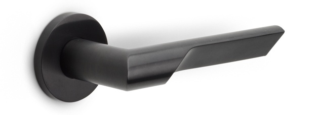 GL101-G - solid sprung door handle on rose bronze