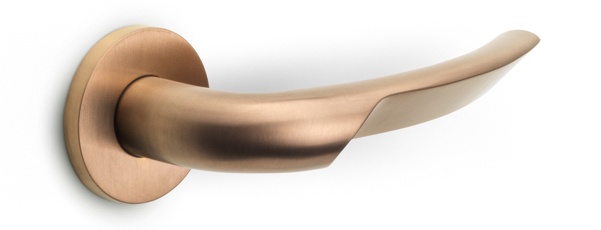 GL102-G - solid sprung door handle on rose PVD light bronze