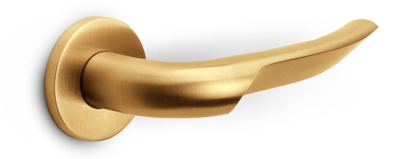 GL102-G - solid sprung door handle on rose PVD light bronze